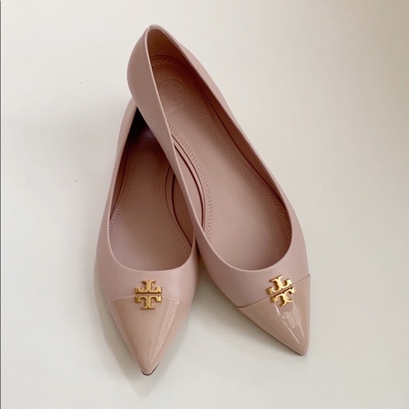 Tory Burch Everly Pointed Toe Leather Flats Pink - Picture 4 of 10